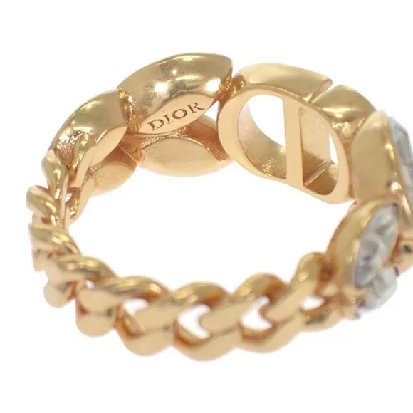 Christian Dior 30 Montaigne Ring M Size R2513 Womcy d03 S Ring GP Metal Crystal - Picture 6 of 10